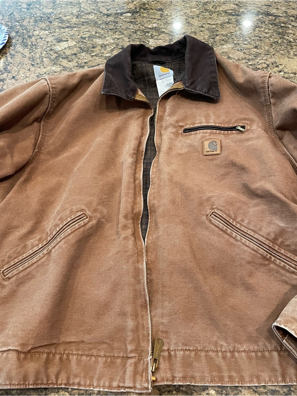 Carhartt Brown Workwear Duck Jacket with Dark Collar